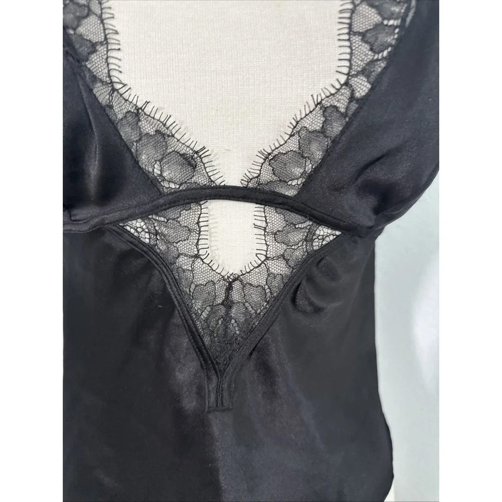 Victorias Secret Cami Top‎ Women S/P Black Satin Babydoll Lingerie Romantic Y2k